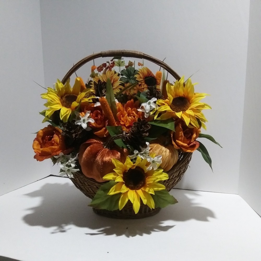 Fall Floral Arrangement Pumpkins Sunflowers Fall Centerpiece Fall Home Decor