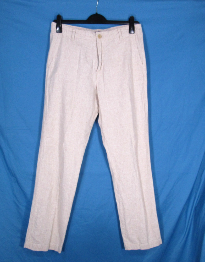 BANANA REPUBLIC Beige LINEN BLEND Pockets STRAIGHT LEG Dress Pants Sz 34x34