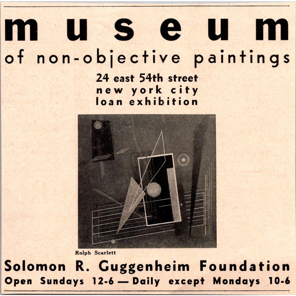 Museum Of Non-Objective Paintings Rolph Scarlett New York City 1943 Ad SAJ5-3