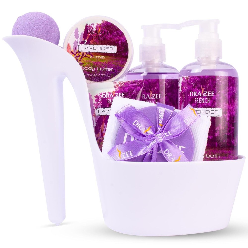 Spa Gift Basket for Women - 8 Pcs Luxury Lavender Scented Heel Shoe Bath and