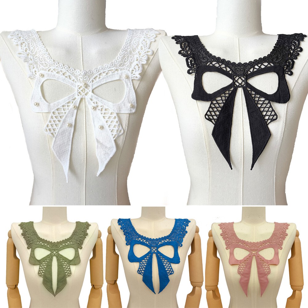 Hollow Bow Bowknot Lace Collar Decorative Embroidered Neckline Multiple Colors