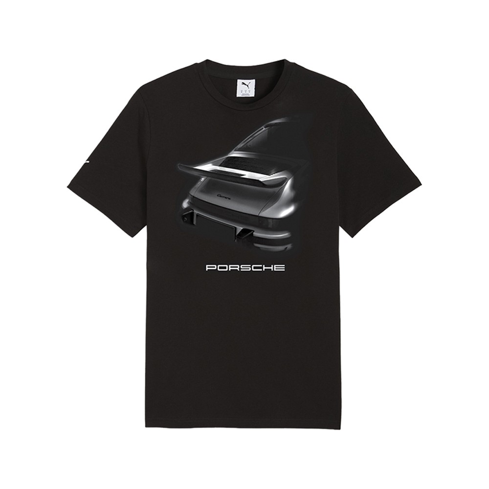 PUMA Porsche Legacy Graphic Crew Neck Short Sleeve T-Shirt Mens Black Casual Top