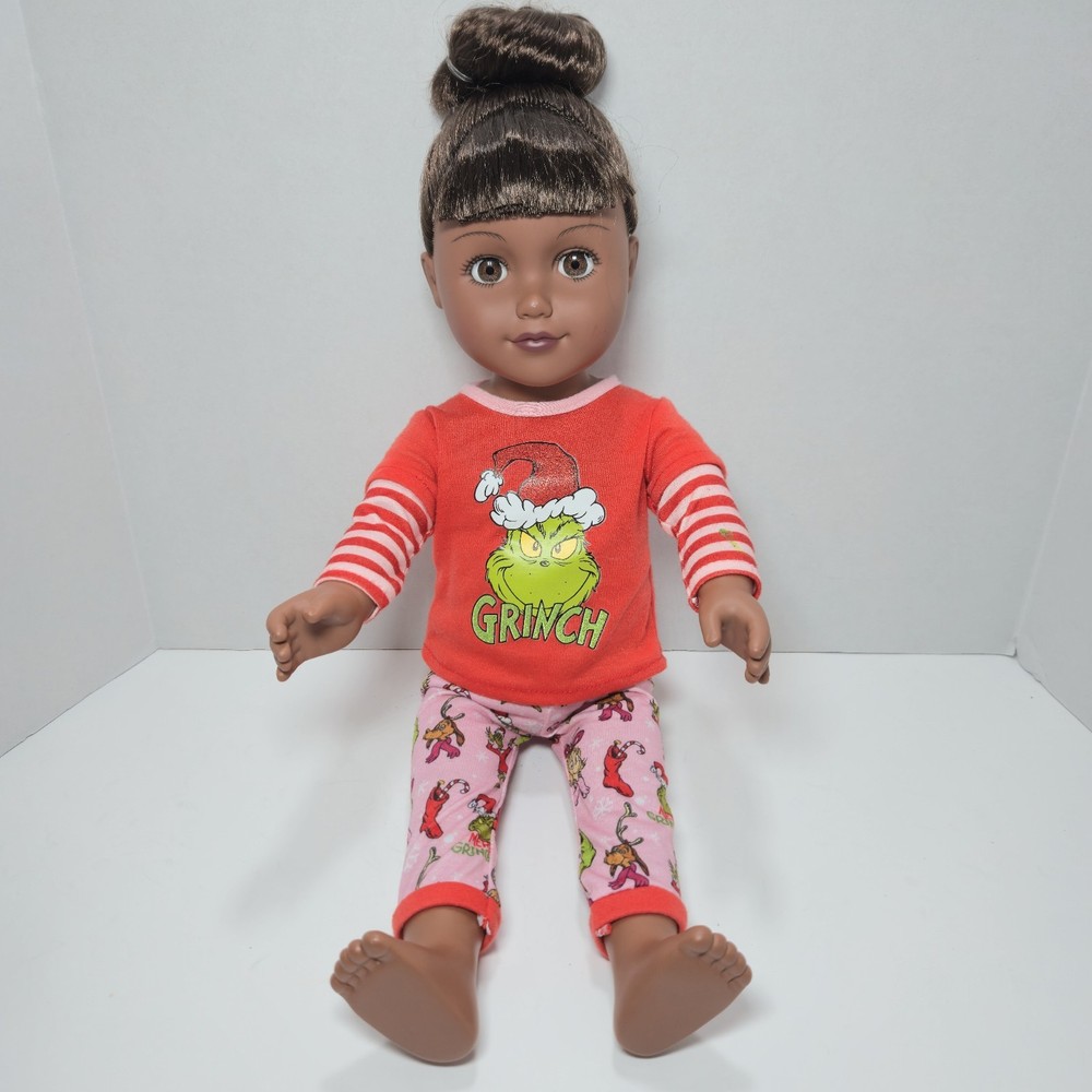My Life As Poseable Grinch Sleepover 18 Inch Doll Dark Brunette Hair, Brown Eyes