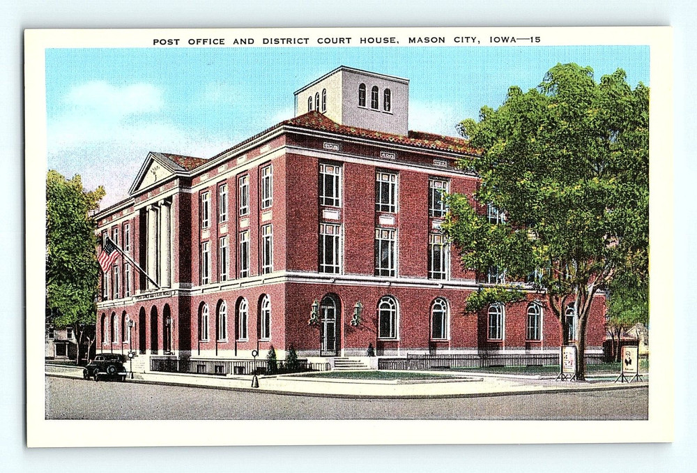 Post Office and District Court House Mason City Iowa Public Building Postcard G3