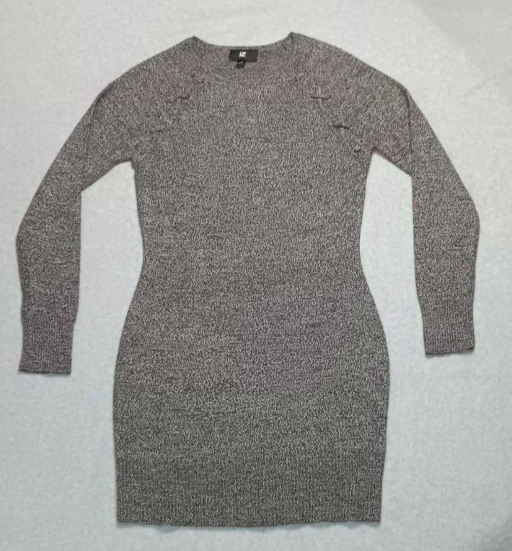 Iz Byer Long Sleeve Sweater Body Con Dress womens Size Large Heather Grey Soft