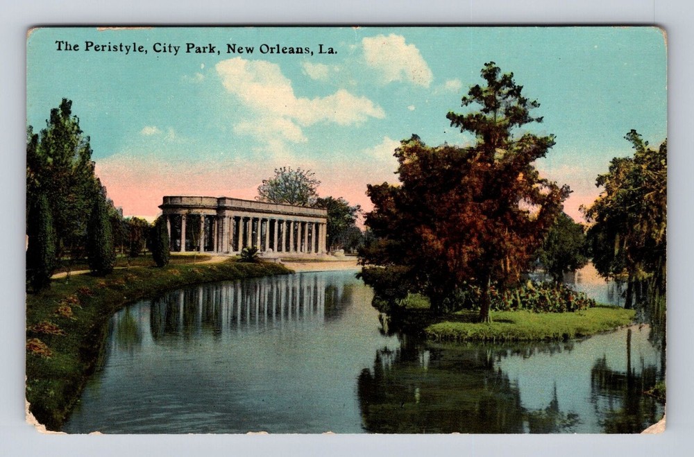 New Orleans LA-Louisiana, Peristyle, City Park, Antique Vintage Postcard