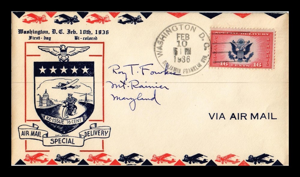Dr Jim Stamps Us Cover Special Delivery Air Mail First Day Issue Scott Ce2