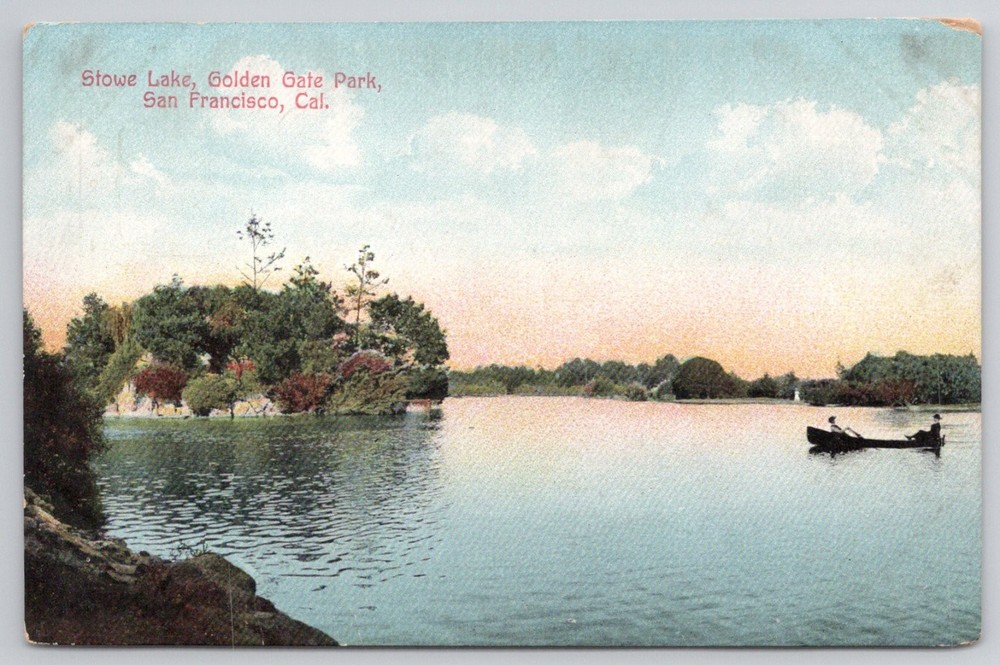Stowe Lake, Golden Gate Park, San Francisco CA Postcard Newman Co.