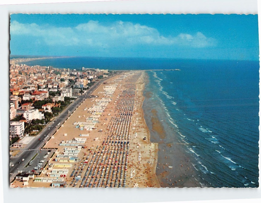 Postcard Aerial View Rimini Beach in Italy