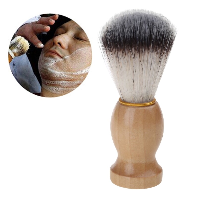 Men Shaving Brush with Wooden Handle Nylon Hair Face Cleaning Beard Cleaner Tool
