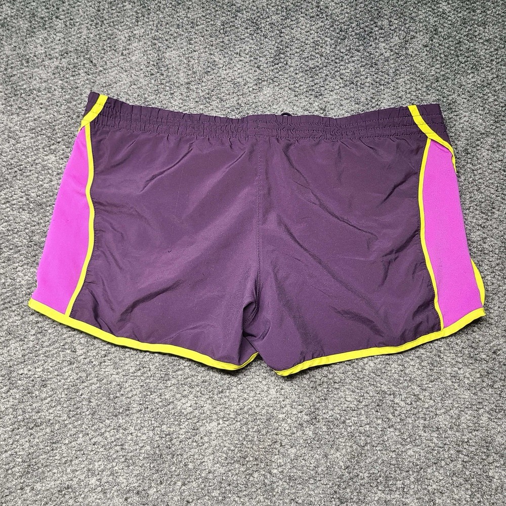 Adidas Women Athletic Climalite Shorts Size M Purple Pink Yellow Colorblock Gym