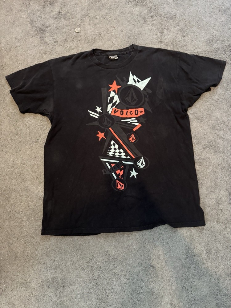 Volcom T Shirt Mens Large Black Graphic Skate Surf Logo Tee