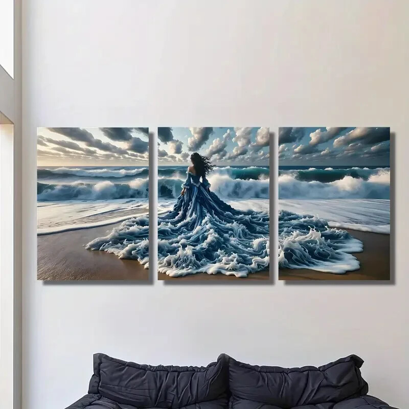 3pcs Ocean Beach Fantasy Style  Nature Scenery Metal Print  Ready to Hang Art