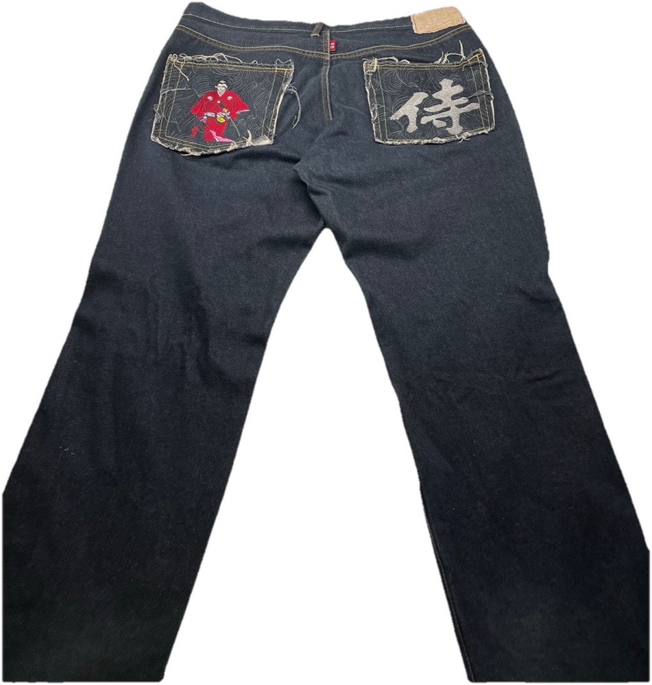Vintage Y2K RMC Red Monkey Samurai Distressed Baggy Jeans Size 40x36