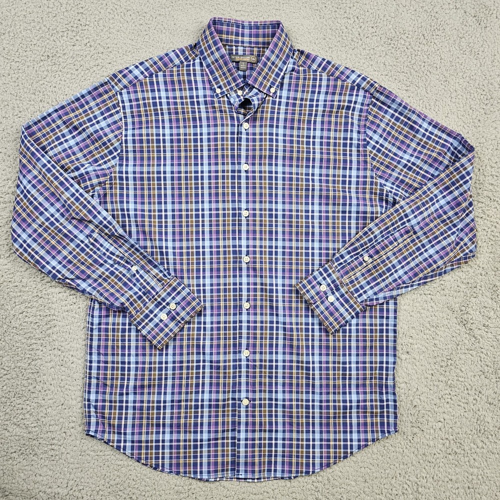 Peter Millar Shirt Mens Large Plaid Summer Comfort Performance Nylon Stretch