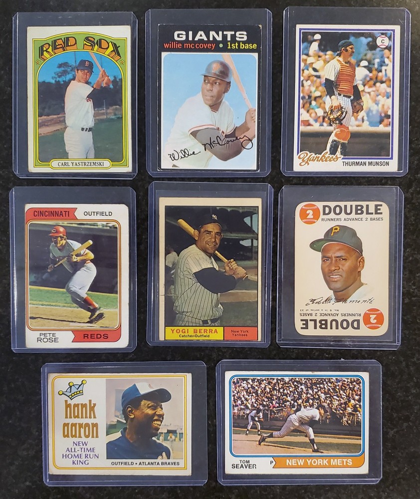Vintage Baseball Lot 50s 60s 70s HoFers Aaron Rose Munson Clemente Yogi 40 Cards