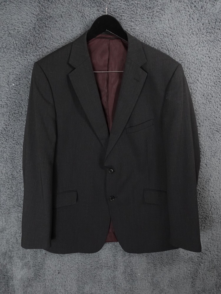 M&S Jacket Men 44R Charcoal Grey Suit Blazer Smart Formal Office Work Dress Wool