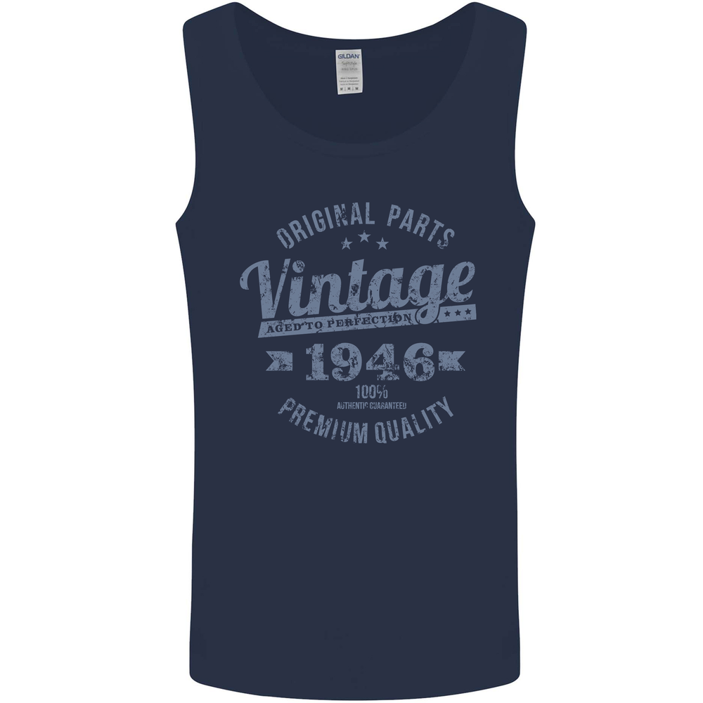 Vintage Year 79th Birthday 1946 Mens Vest Tank Top Navy Blue