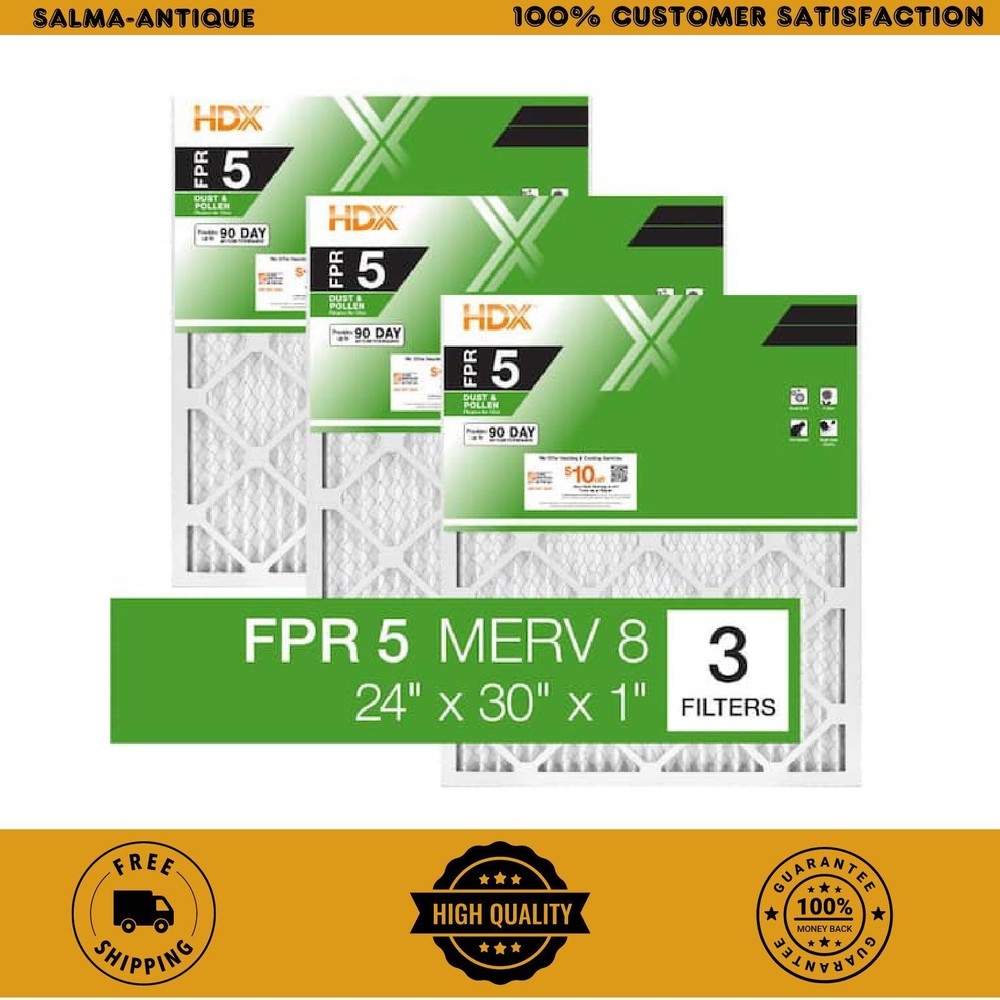 24 x 30 x 1 Standard Pleated Air Filter FPR 5 Air Filters Replacement 3-Pack