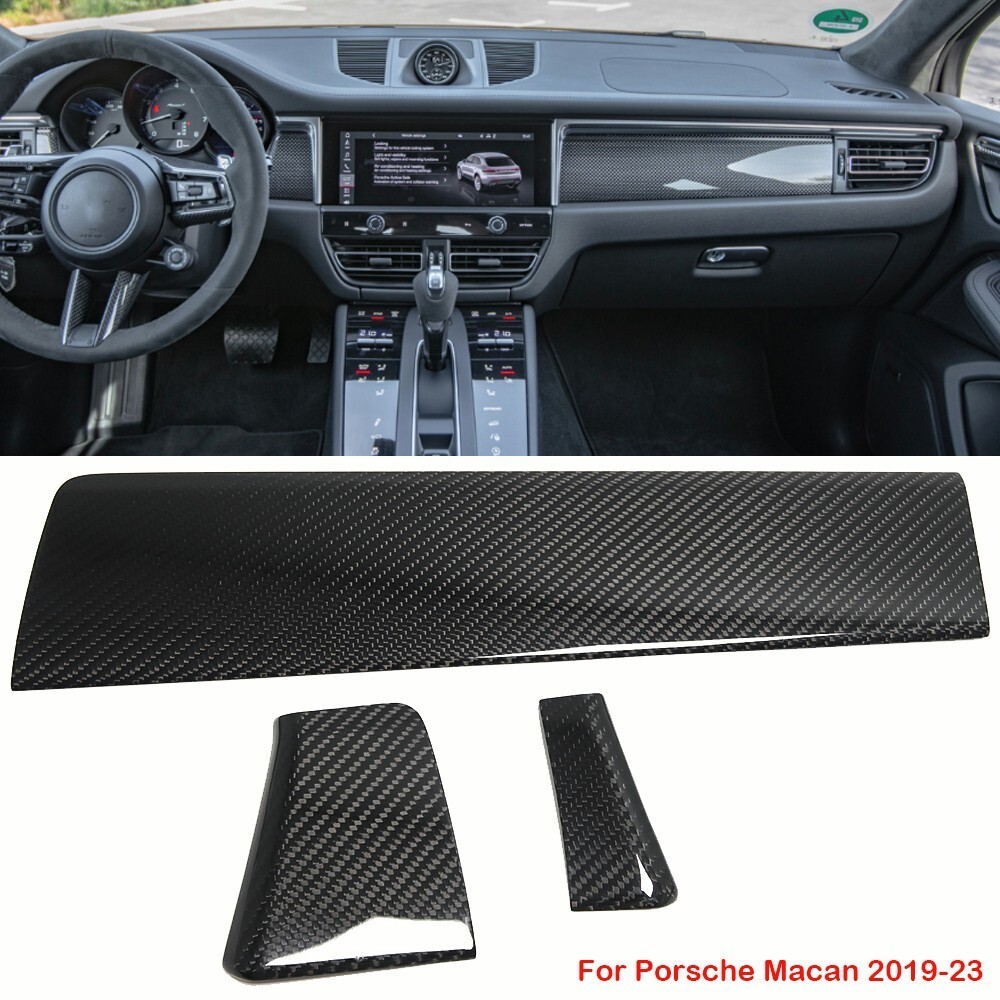 Real Carbon Fiber Dashboard Panel Trim Accessories For porsche macan 2019-2024