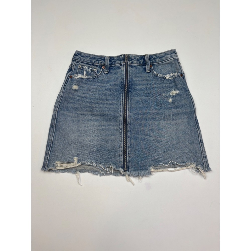 Abercrombie & Fitch Zoe Natural Rise Vintage A-Line Denim Skirt Distressed 27/4