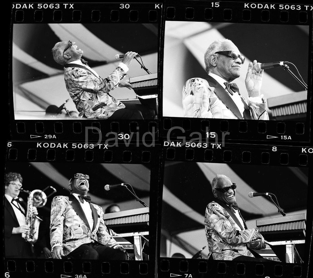 '95 Ray Charles New Orleans Jazz Fest Old Original Gahr 35mm 4 Negative Lot B415