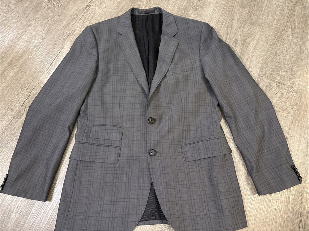 Hugo Boss Blazer 38R - Guabello Super 130 wool Gray windowpane-Italy Fabric