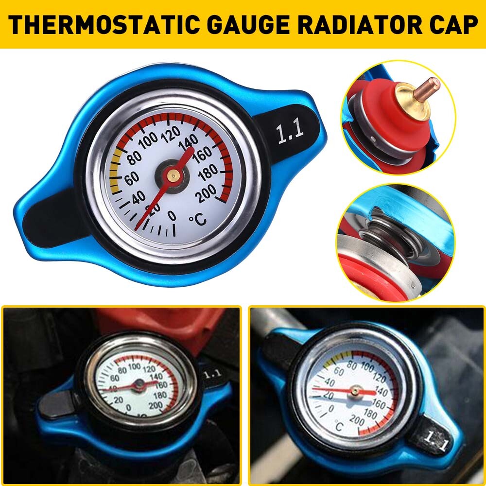 Aluminum Thermo Thermostatic Radiator Cap Cover Temperature Water Gauge Car Fits