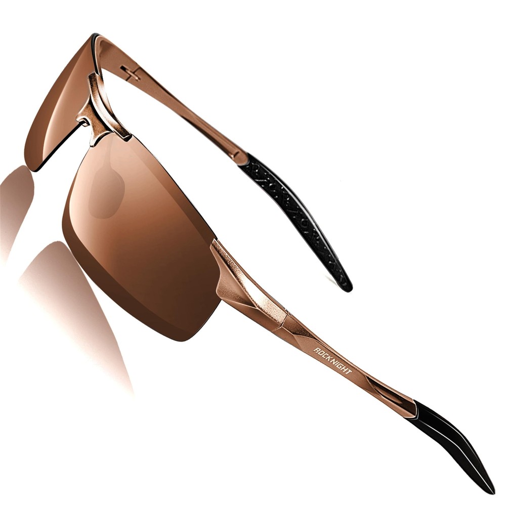 Sports Sunglasses Men Polarized UV Protection Motorcycle Bike Brown