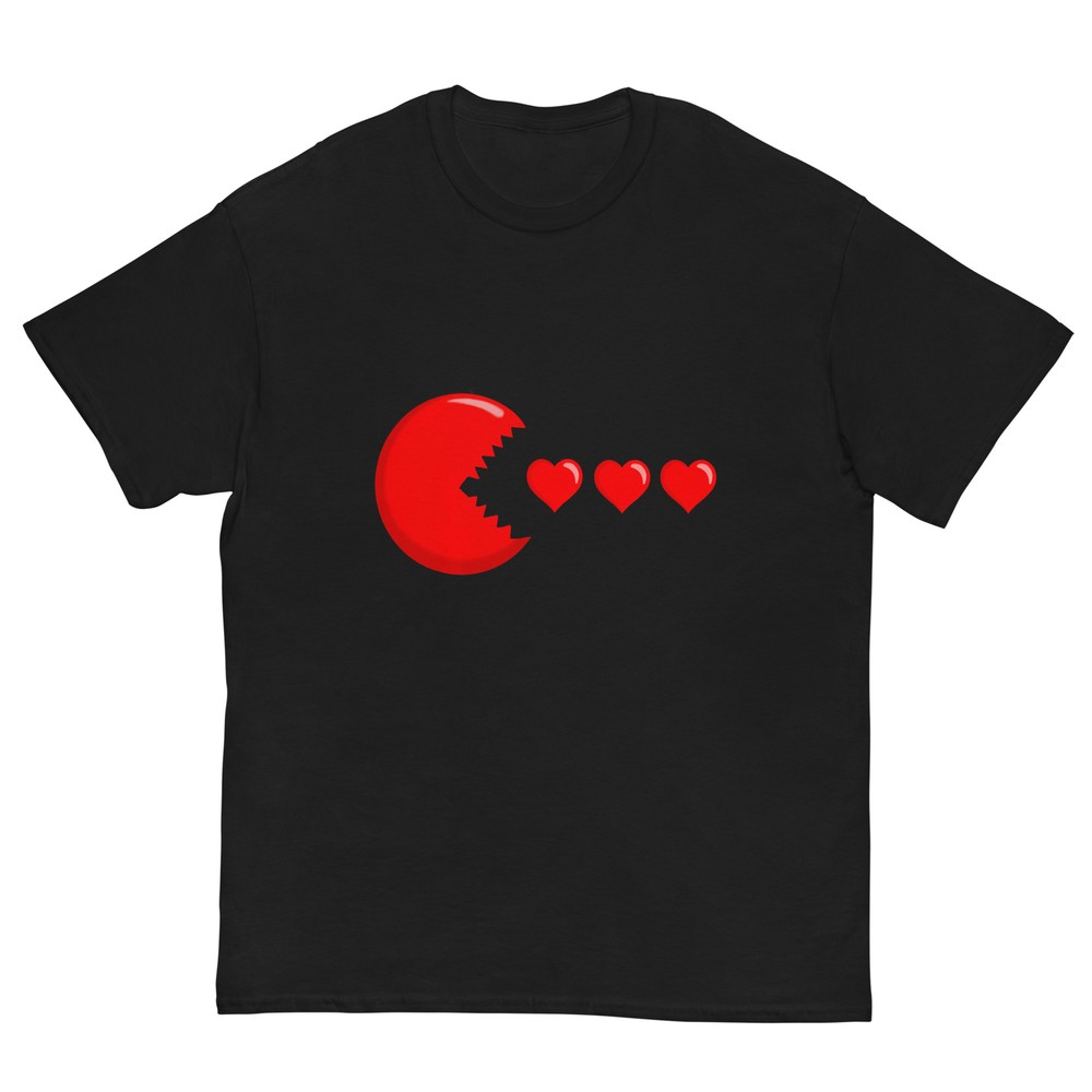 Valentines Day Gamer Eating Hearts Men Boys Kids Youth Teen T-Shirt