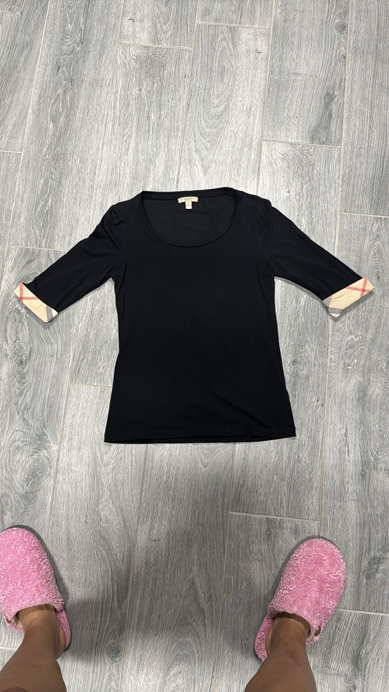 Burberry Brit Nova Check Scoop Neck Tee Black Small