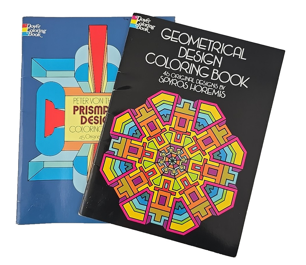 Vintage 1970s Dover Coloring Books Set of 2 | Geometrical & Prismatic Designs