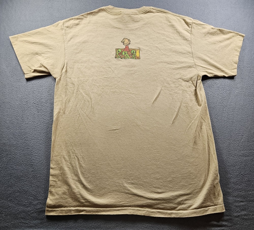 Alien Nation Shirt Mens XL Tan Abductions 5 Cents Cartoon 90s Y2K Funny Skater