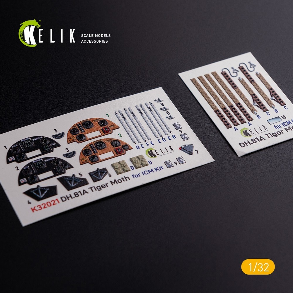 DH.81A Tiger Moth Interior 3D Decal for ICM kit 1:32 for Model Kit KeliK K32021