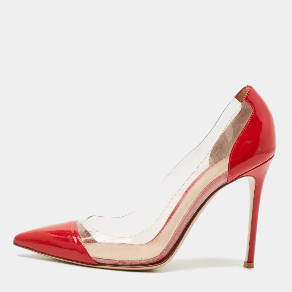 Gianvito Rossi RedTransparent Patent Leather and PVC Plexi Pumps Size 39