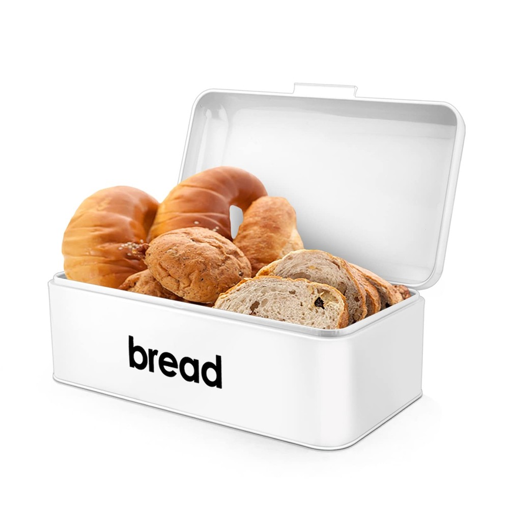 TeamFar Bread Box, White Metal Bread Box for Kitchen Countertop, Food Storage...
