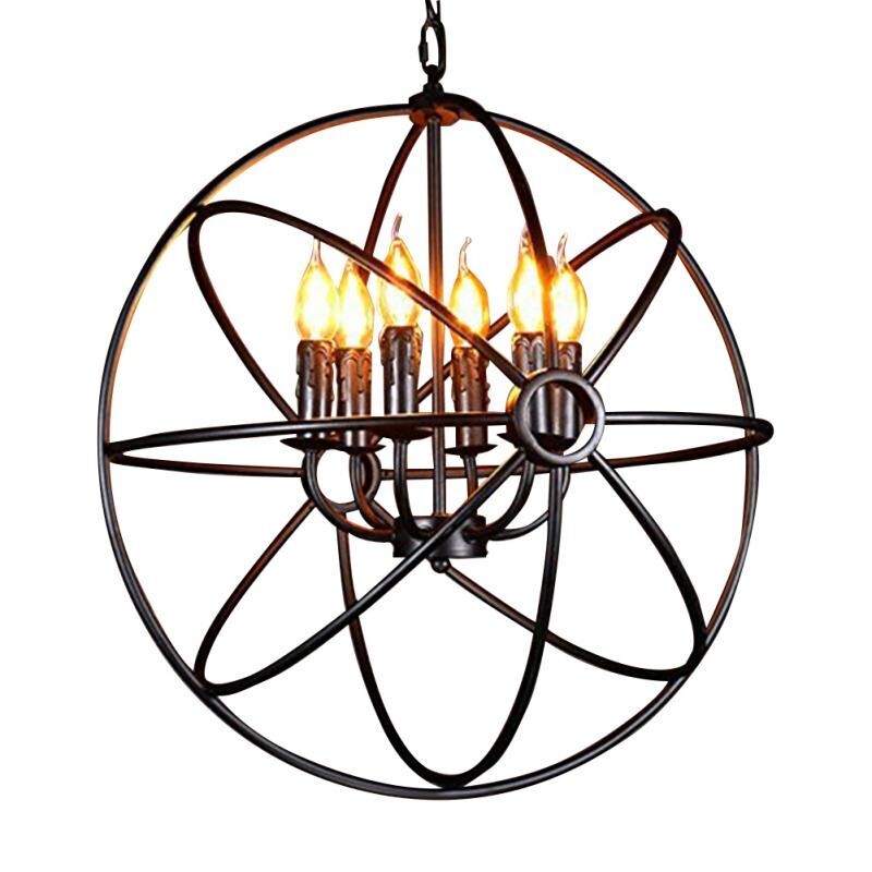 Orb Pendant Light Black Fixture Ceiling Lamp Chandelier Globe Cage Round Metal