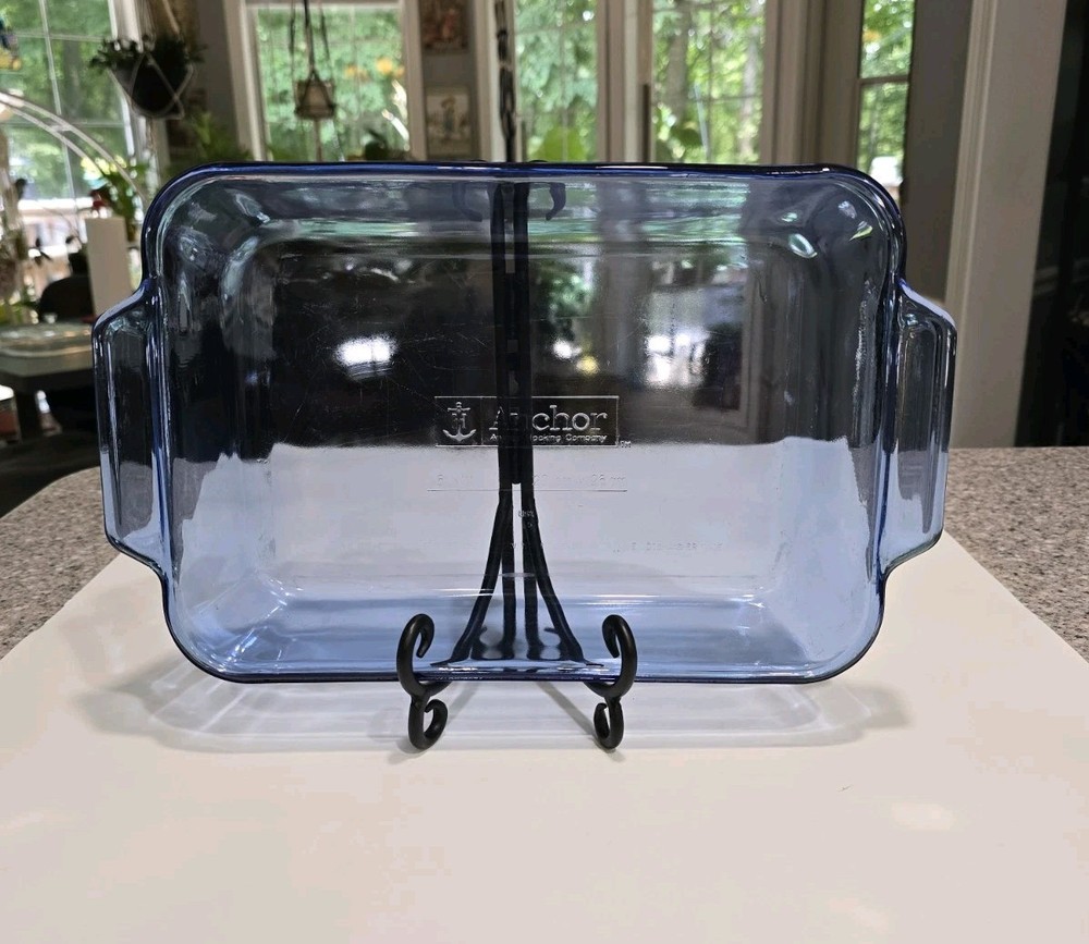 Anchor Hocking Cobalt Blue 2 QT Baking Dish Casserole Glass Pan 8 x 11”