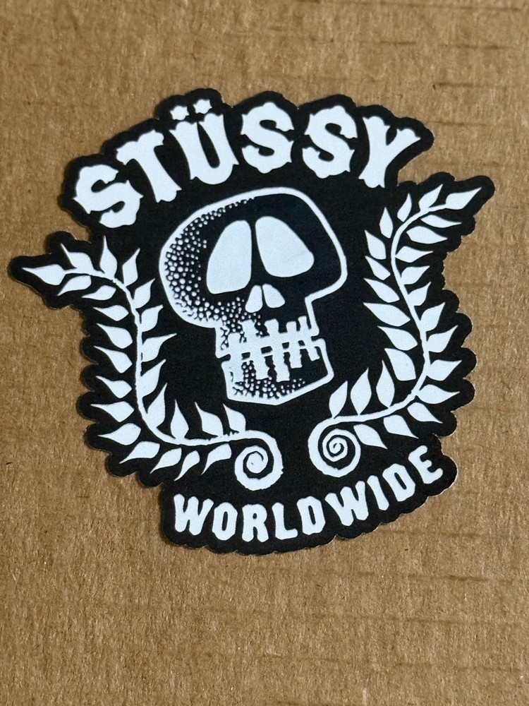 x2 Stussy Sticker Clothing Surfboards Worldwide Black White Skull Vintage Surf
