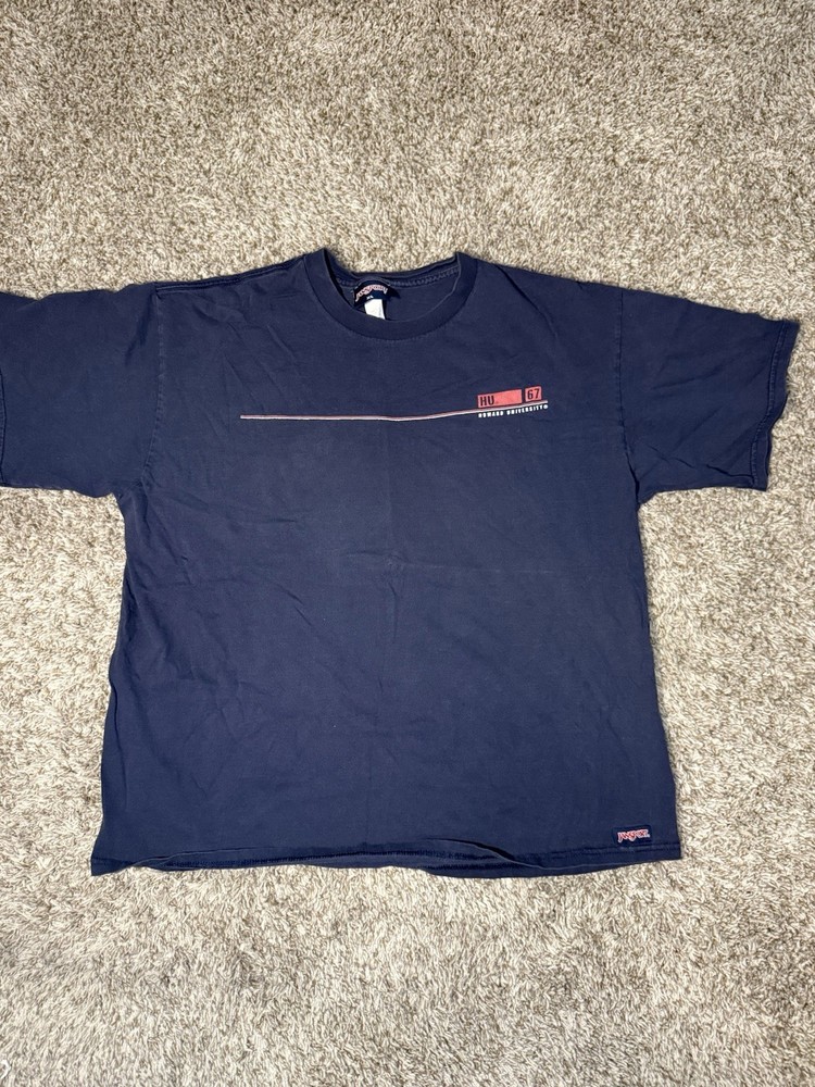 Vintage 90s Collegiate Navy Faded JanSport Howard University T-Shirt XL Boxy