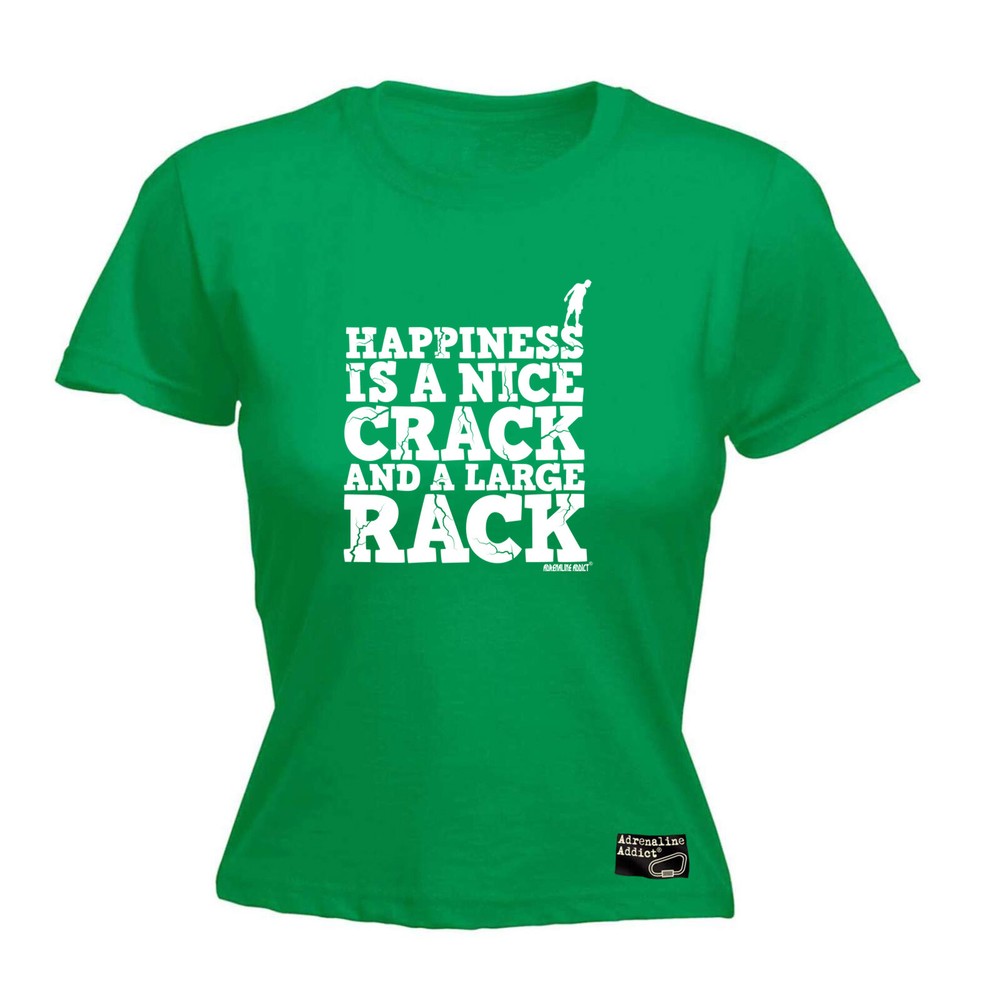 Rock Climbing Aa Happiness Is A Nice Crack - Womens T Shirt Funny T-Shirt Gift