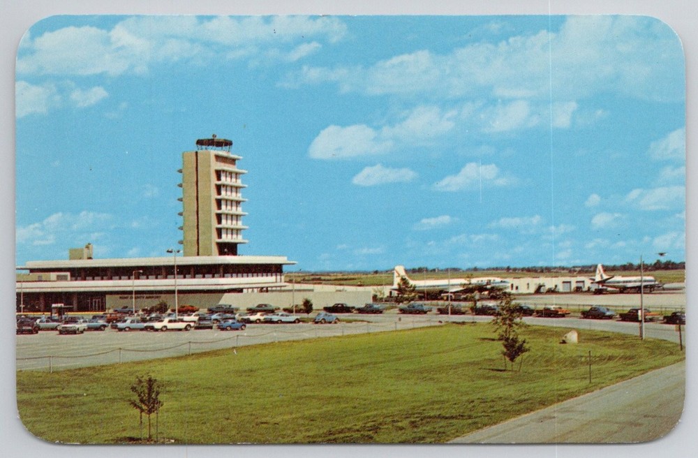 Kent County Airport Grand Rapids MI Vintage Chrome Postcard 1968