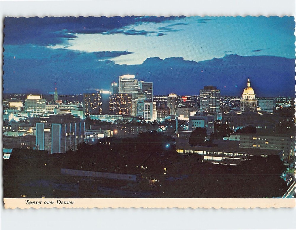 Postcard Sunset over Denver Colorado USA