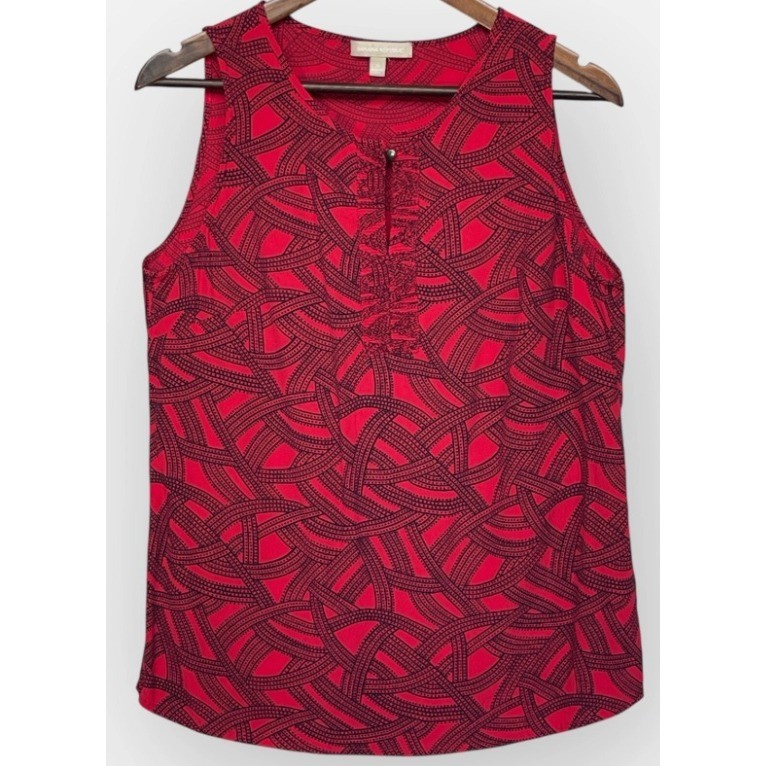 Banana Republic Womens Spark Red Geometric Lattice Sleeveless Blouse Medium M