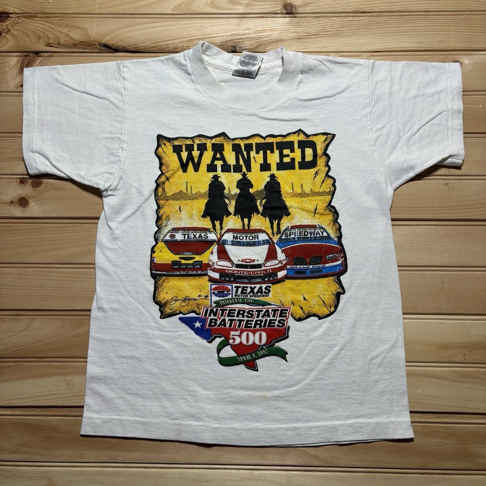 Vintage 90s Texas Motor Speedway Interstate Batteries 500 1997 Shirt Youth Large