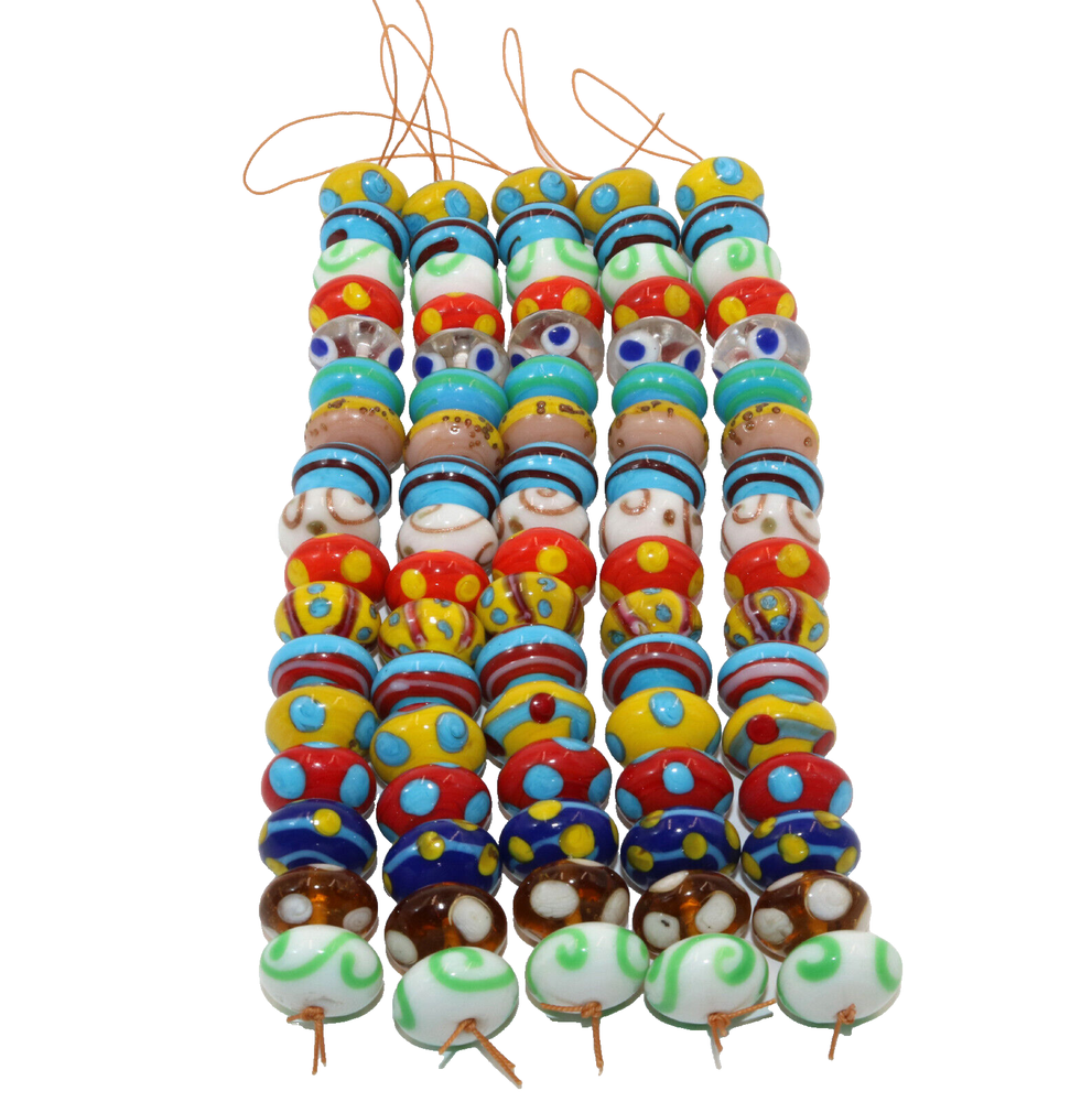 10 Strands Lamp Work Handmade Glass Beads for jewelry making and decoration.