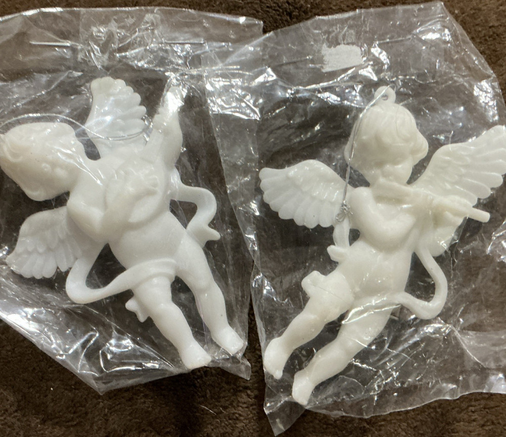 Vintage cherub plastic Angel Hanging Decorative Christmas Ornaments Set of 2