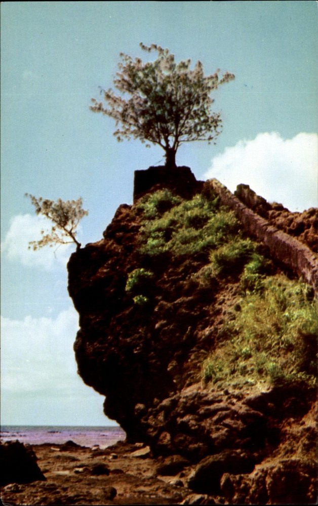 Castillo ~ Castle Rock ~ Umatac Bay ~ Guam ~ 1970s vintage postcard