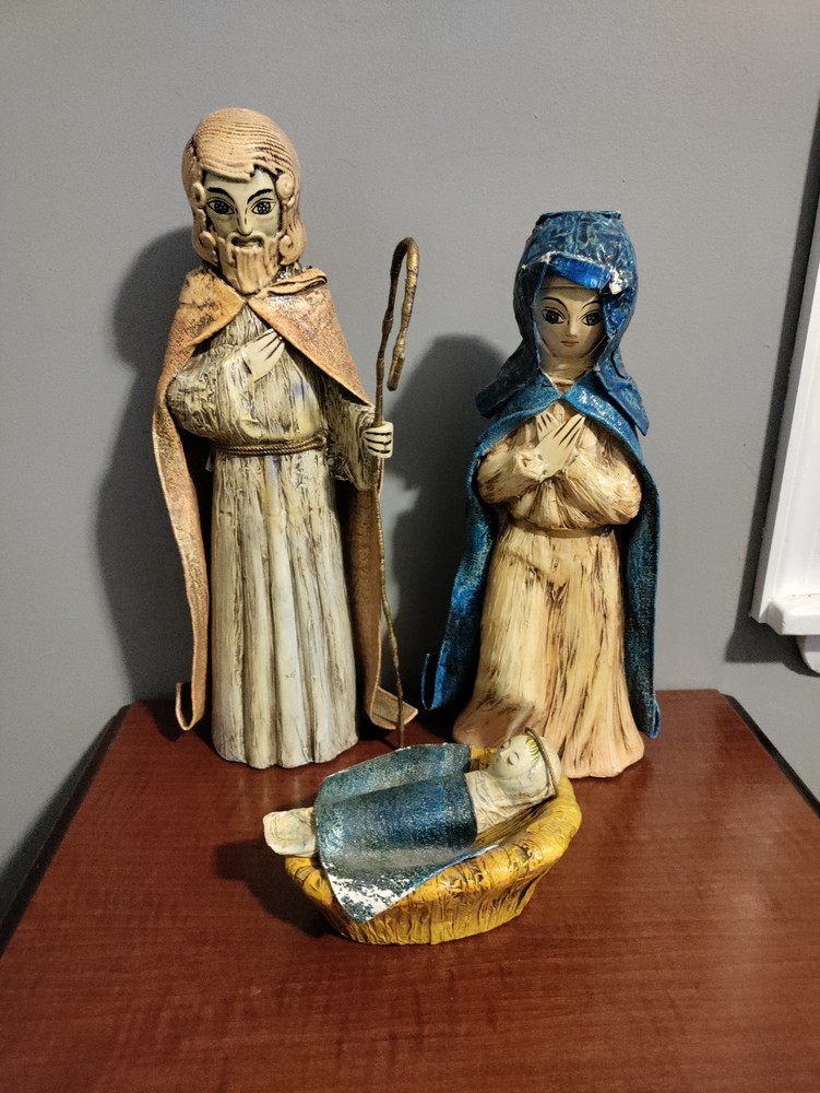 Paper Mache Composite Nativity Mary Baby Jesus Joseph Vintage 1960’s Japan RARE