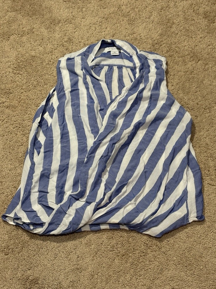 Liz Claiborne Womens Shirt Size XL Multicolor Striped Casual Flowy Comfort